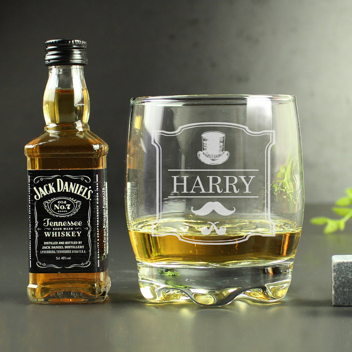 Personalised Gentlemans Tumbler and Whiskey Miniature Set – alternative view