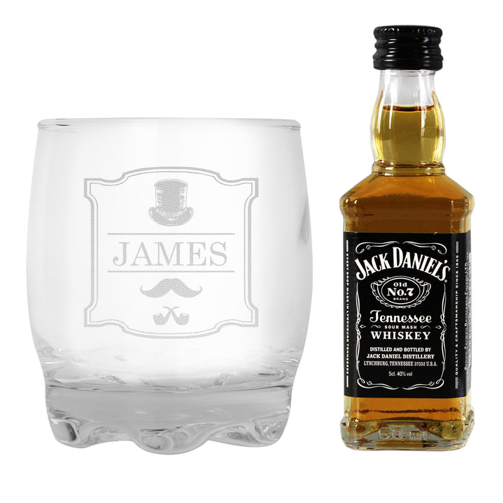Personalised Gentlemans Tumbler and Whiskey Miniature Set – alternative view