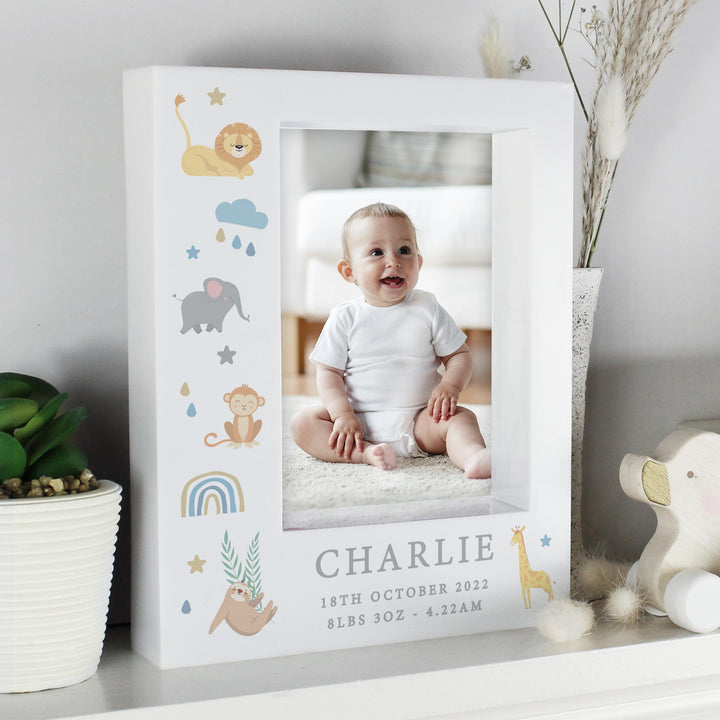 Personalised Safari Animals Initial 5x7 Box Photo Frame, The Personal Shop, personalised gifts