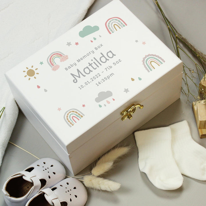 Personalised Rainbow White Wooden Keepsake Box – alternative view