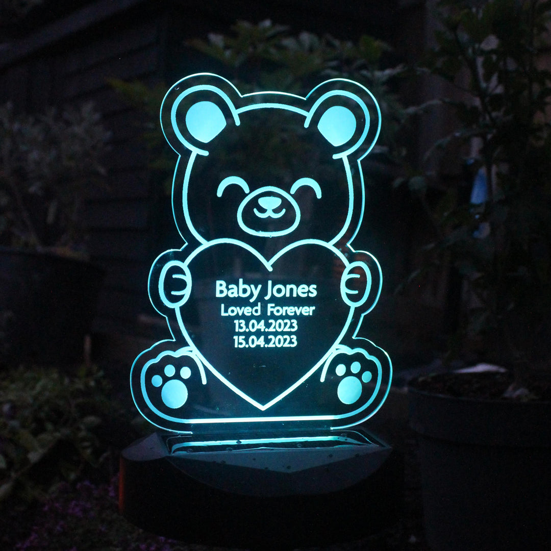 Personalised Bear Memorial Outdoor Solar Light – alternative view