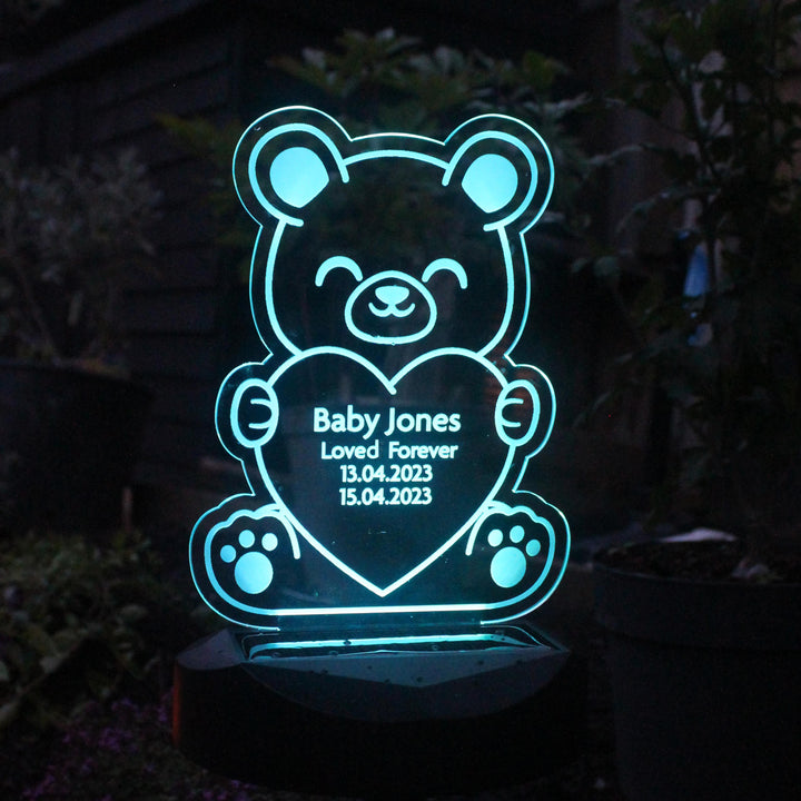 Personalised Bear Memorial Outdoor Solar Light – alternative view
