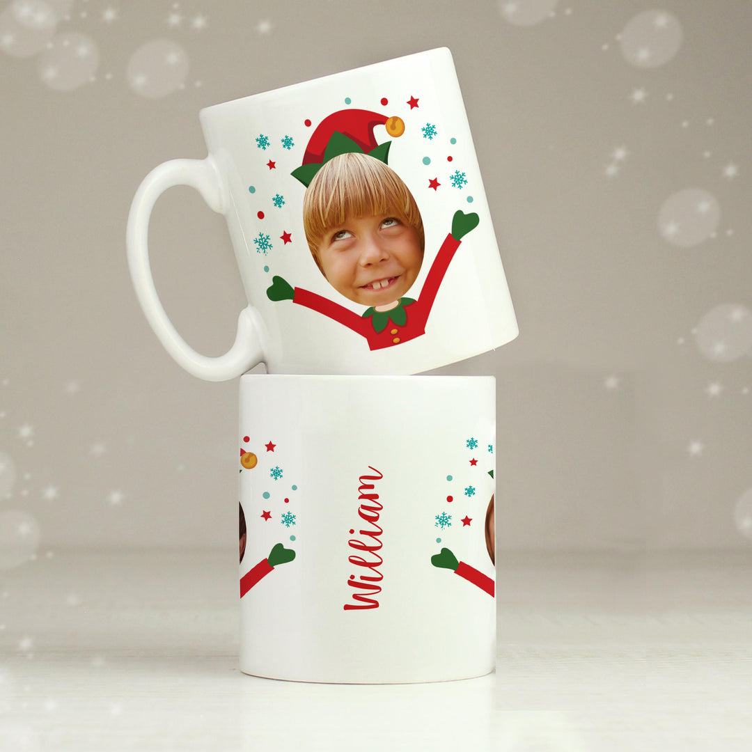 Personalised Photo Upload Christmas Elf Mug - alternative view