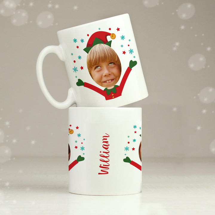 Personalised Photo Upload Christmas Elf Mug - alternative view