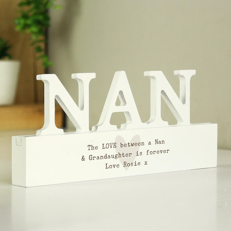 Personalised Heart Wooden Nan Ornament