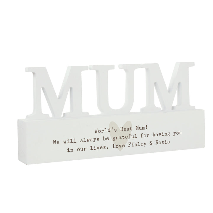Personalised Free Text Heart Wooden Mum Ornament, The Personal Shop, personalised gifts