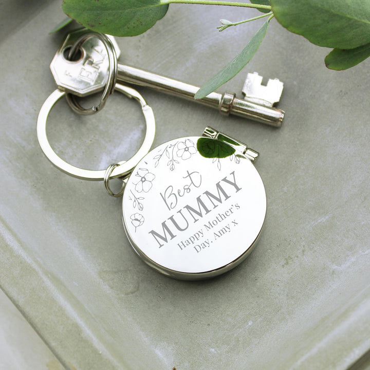 Personalised Floral Round Photo Frame Keyring, The Personal Shop, personalised gifts