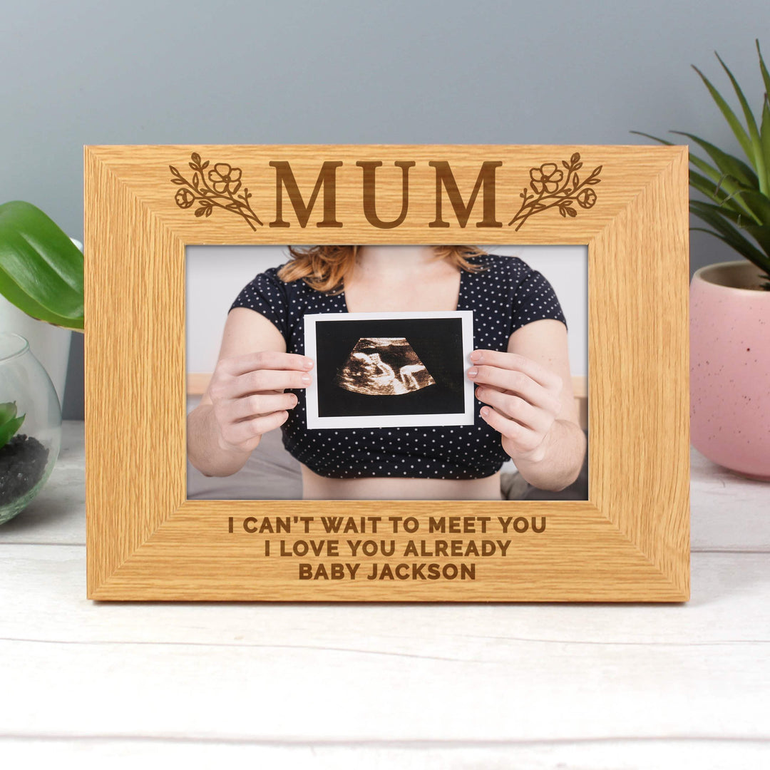 Personalised Floral Mum 4x6 Oak Finish Photo Frame – alternative view