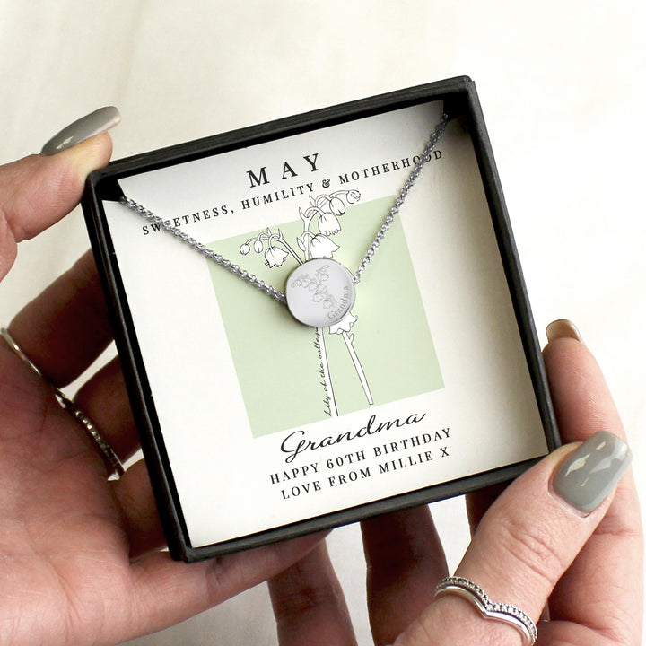 Personalised May Birth Flower Necklace and Box – alternative view