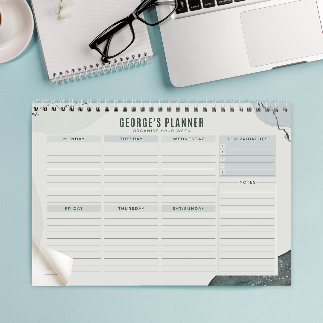 Personalised Abstract A4 Desk Planner – alternative view