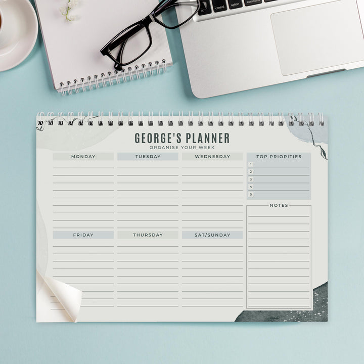 Personalised Abstract A4 Desk Planner – alternative view