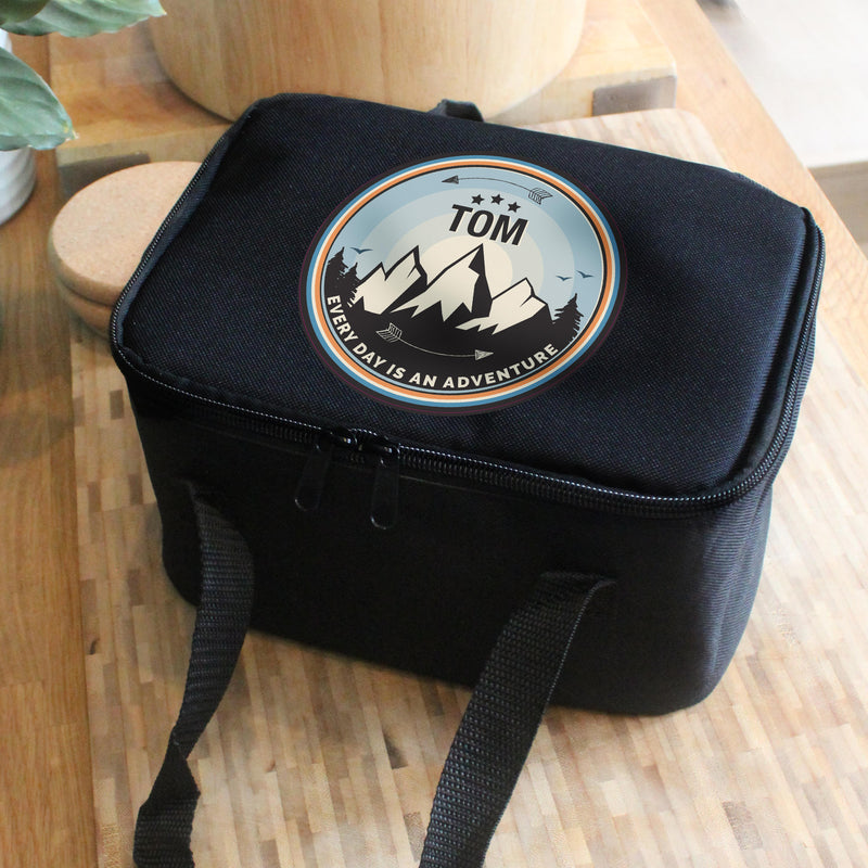 Personalised Adventure Black Lunch Bag