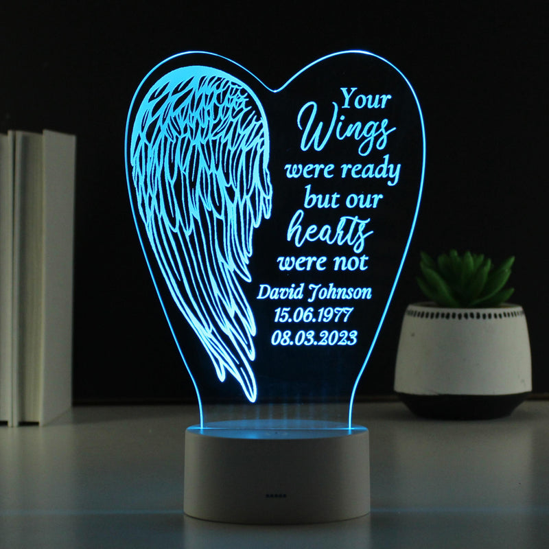 Personalised Angel Wings Memorial Colour Changing LED Light