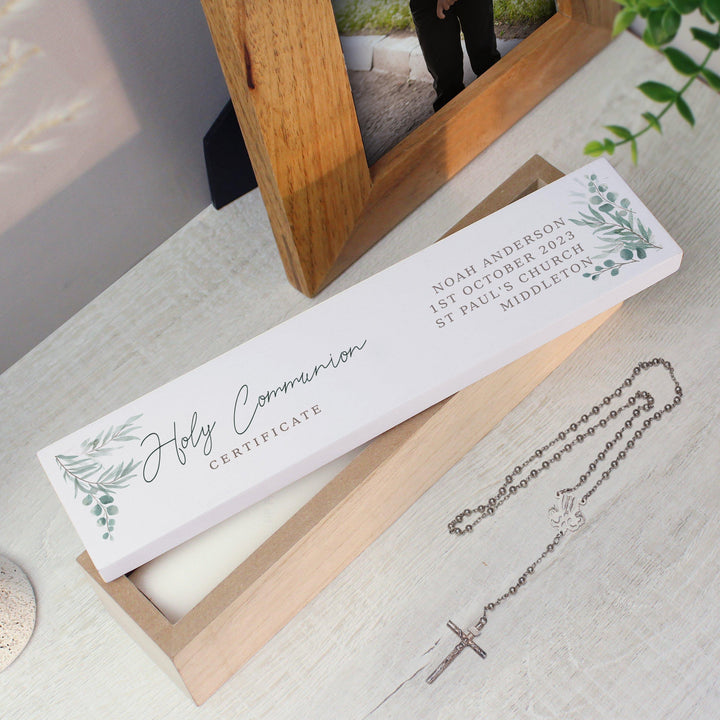Personalised Leaf Religious Ceremony Wooden Certificate Holder – alternative view