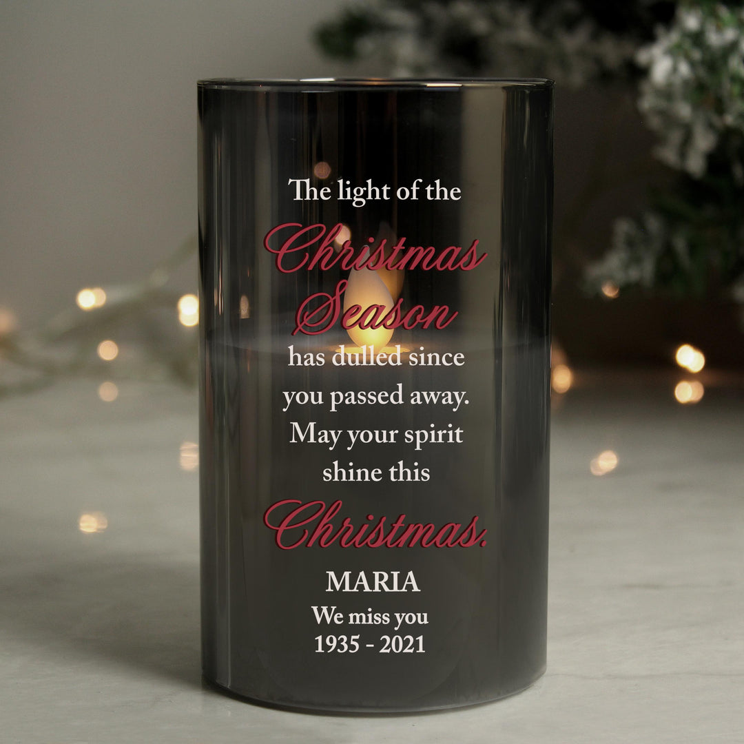 Personalised Christmas Season Memorial Smoked LED Candle – alternative view