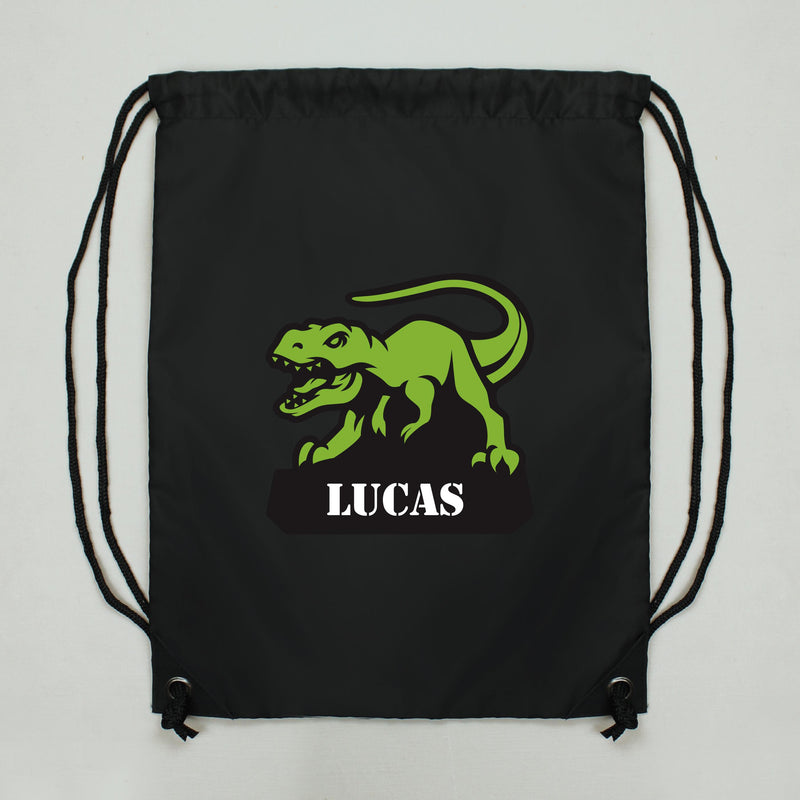 Personalised Dinosaur Black Kit Bag