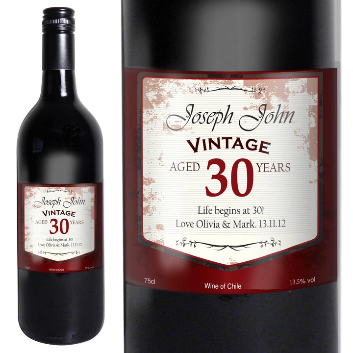 Personalised Red Wine Vintage Age Label – alternative view