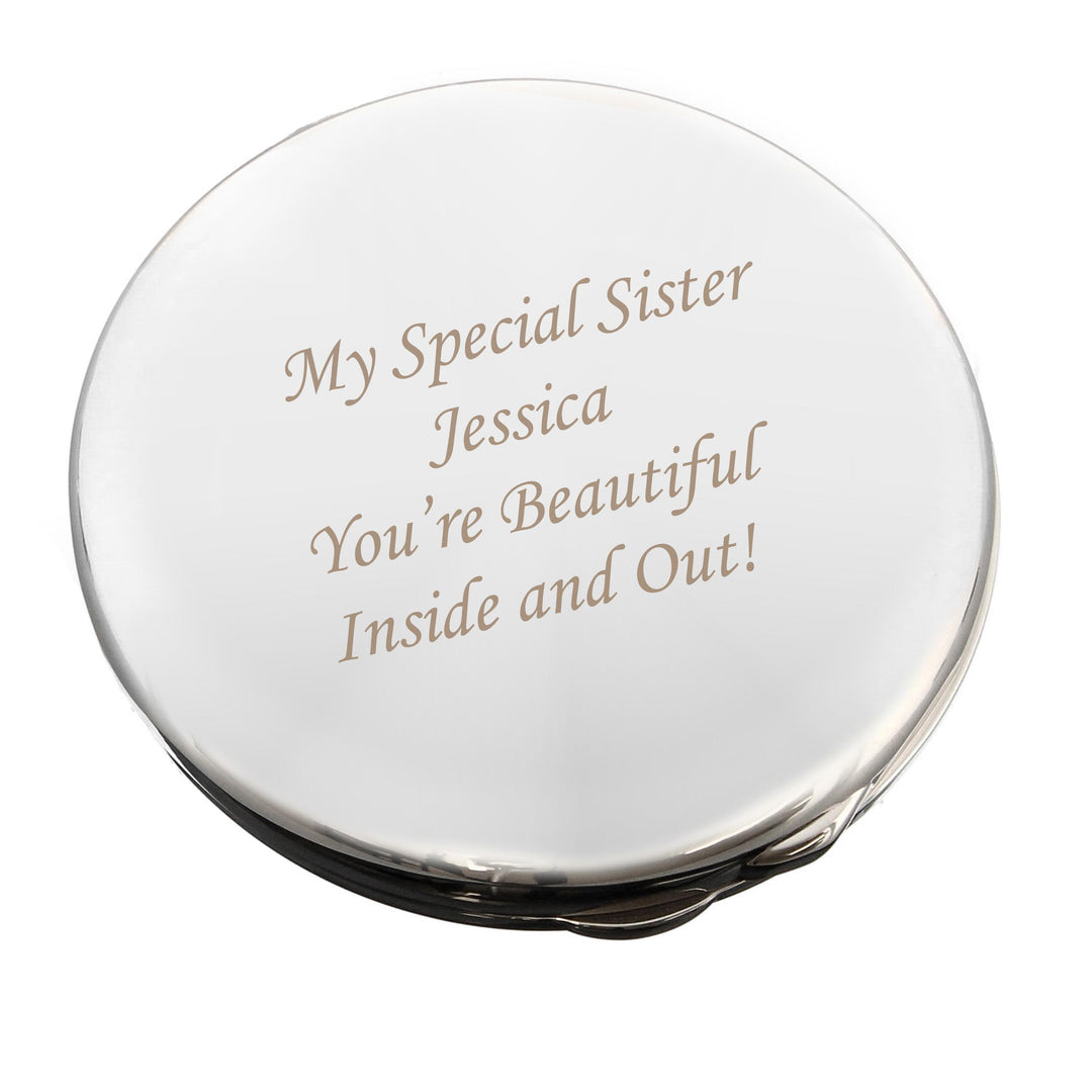 Personalised Silver Round Compact Mirror – alternative view