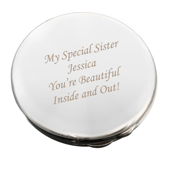 Personalised Silver Round Compact Mirror – alternative view