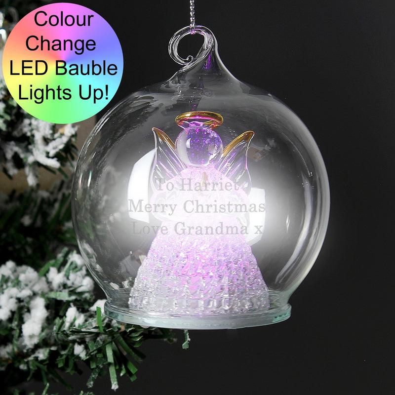 Personalised Christmas Message LED Angel Bauble