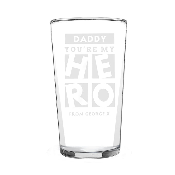 Personalised My Hero Pint Glass – alternative view