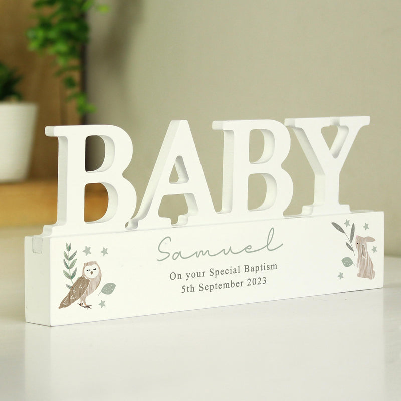 Personalised Woodland Wooden Baby Ornament