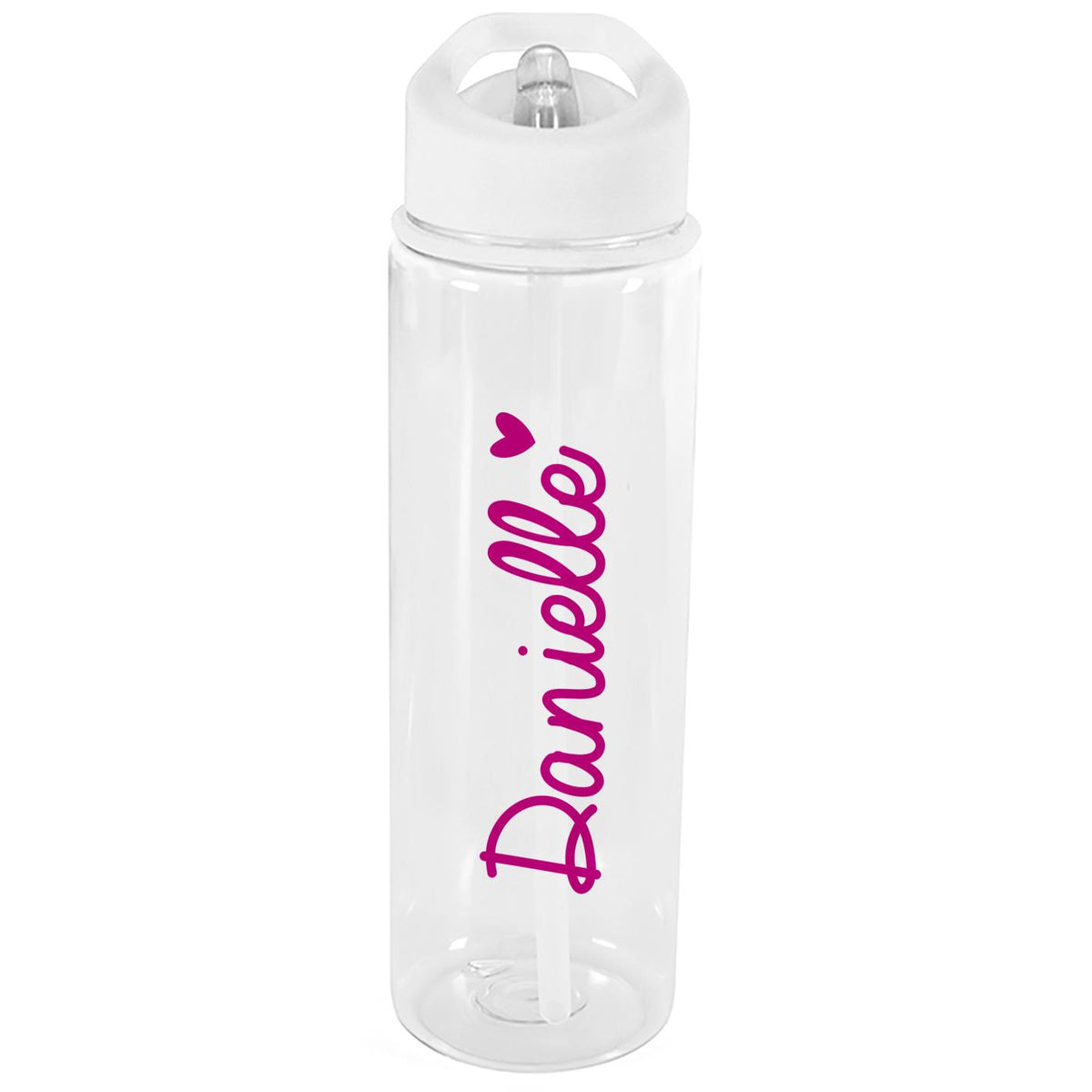 Personalised Pink Heart Name Only Water Bottle, The Personal Shop, personalised gifts