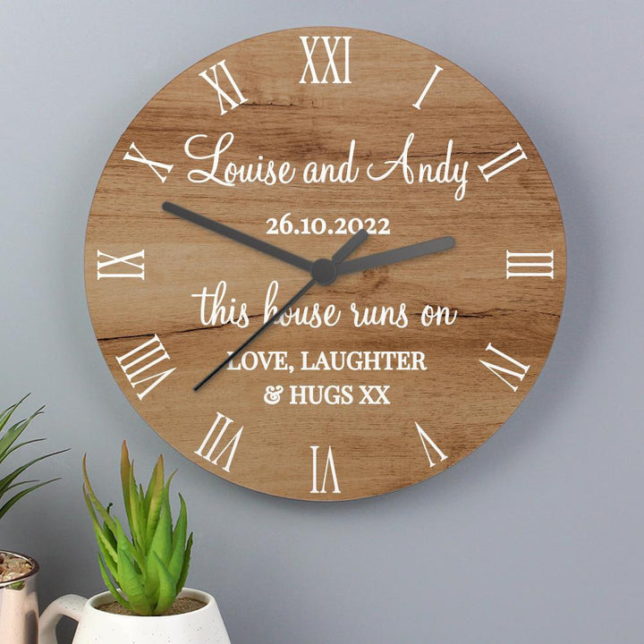 Personalised Wood Effect Clock – alternative view