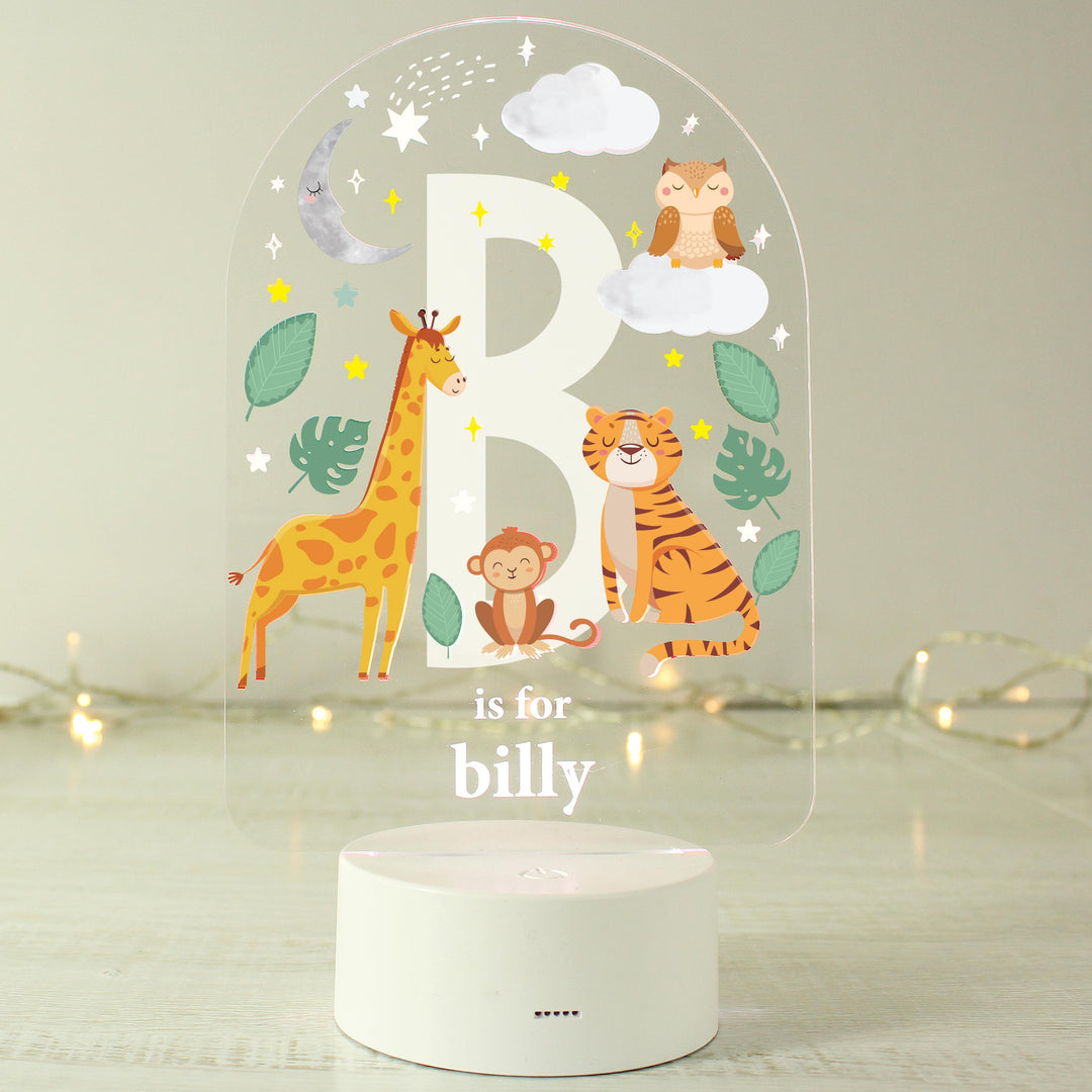 Personalised Animal Alphabet LED Colour Changing Night Light – alternative view