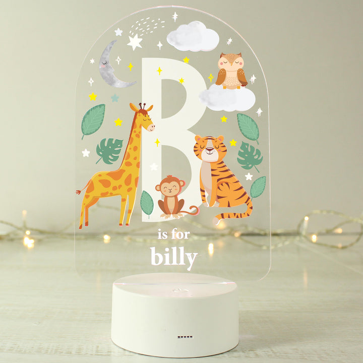 Personalised Animal Alphabet LED Colour Changing Night Light – alternative view