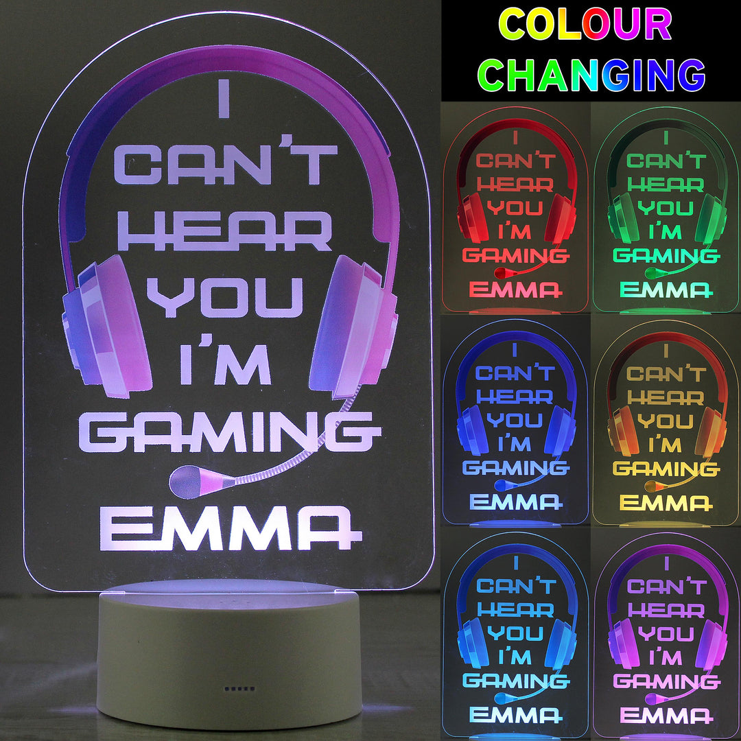 Personalised Pink Gaming LED Colour Changing Night Light, The Personal Shop, personalised gifts