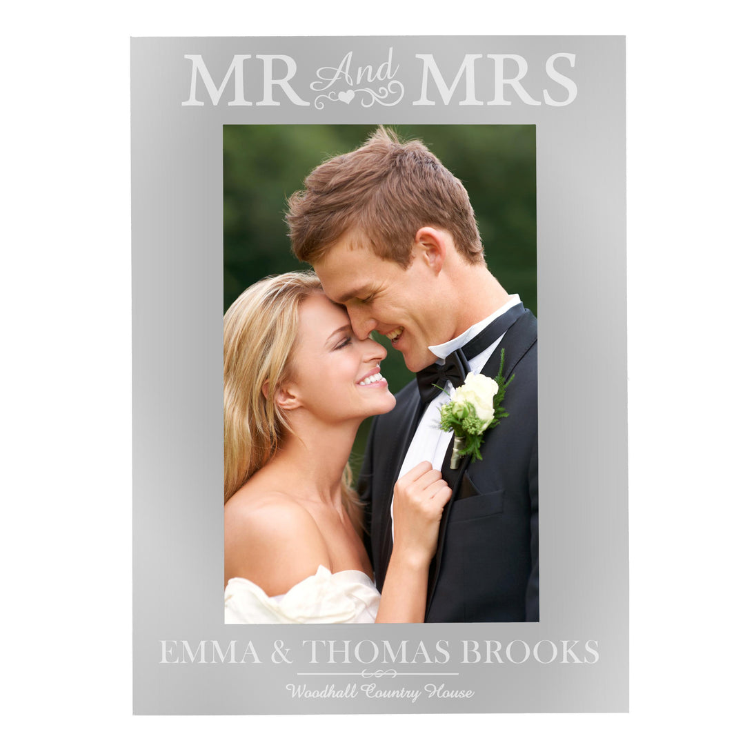 Personalised Mr &amp; Mrs 4x6 Silver Photo Frame – alternative view