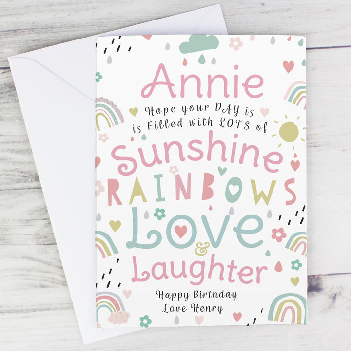 Personalised Rainbows &amp; Sunshine Card – alternative view