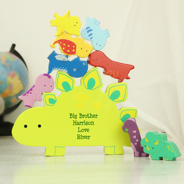 Personalised Free Text Wooden Dinosaur Stacker Toy, The Personal Shop, personalised gifts