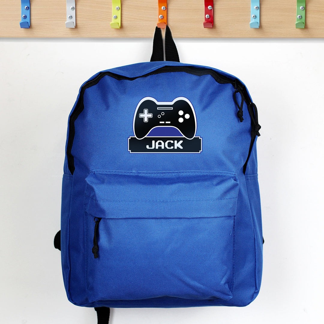 Personalised Gaming Blue Backpack, The Personal Shop, personalised gifts