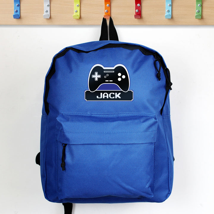 Personalised Gaming Blue Backpack, The Personal Shop, personalised gifts