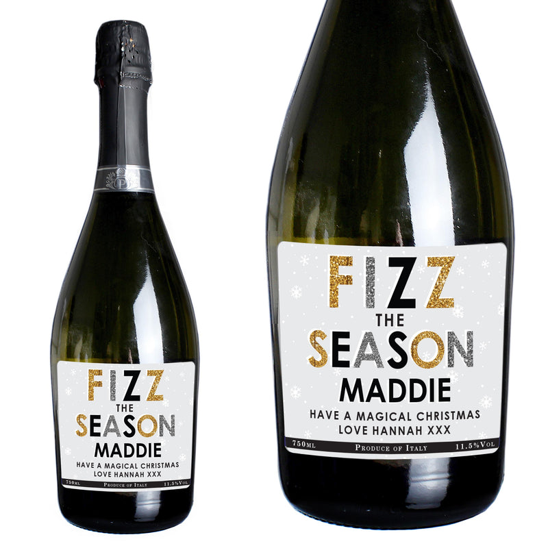 Personalised Fizz The Season Bottle of Prosecco