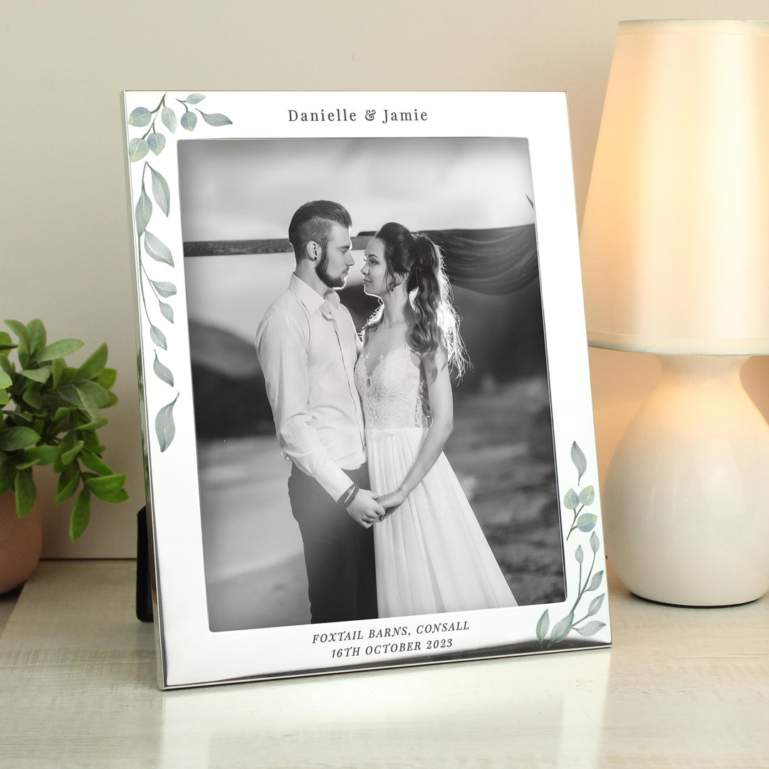 Personalised Botanical 10x8 Silver Photo Frame – alternative view