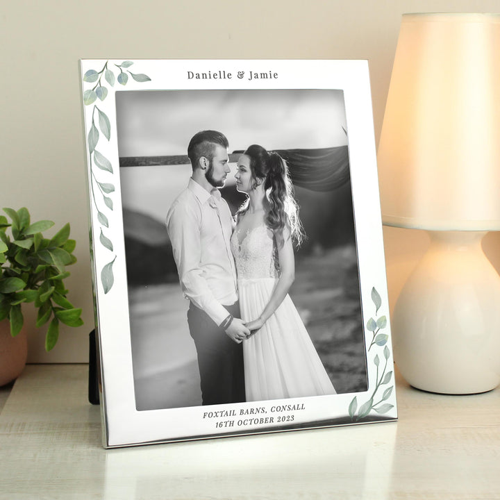 Personalised Botanical 10x8 Silver Photo Frame – alternative view