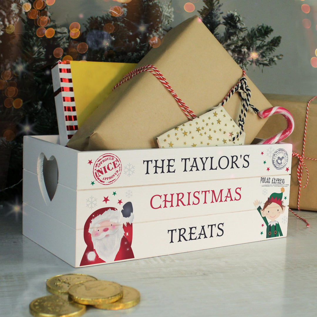 Personalised Christmas White Wooden Crate – alternative view