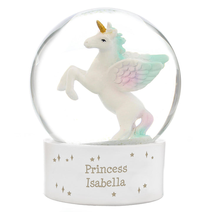 Personalised Unicorn Snow Globe, The Personal Shop, personalised gifts