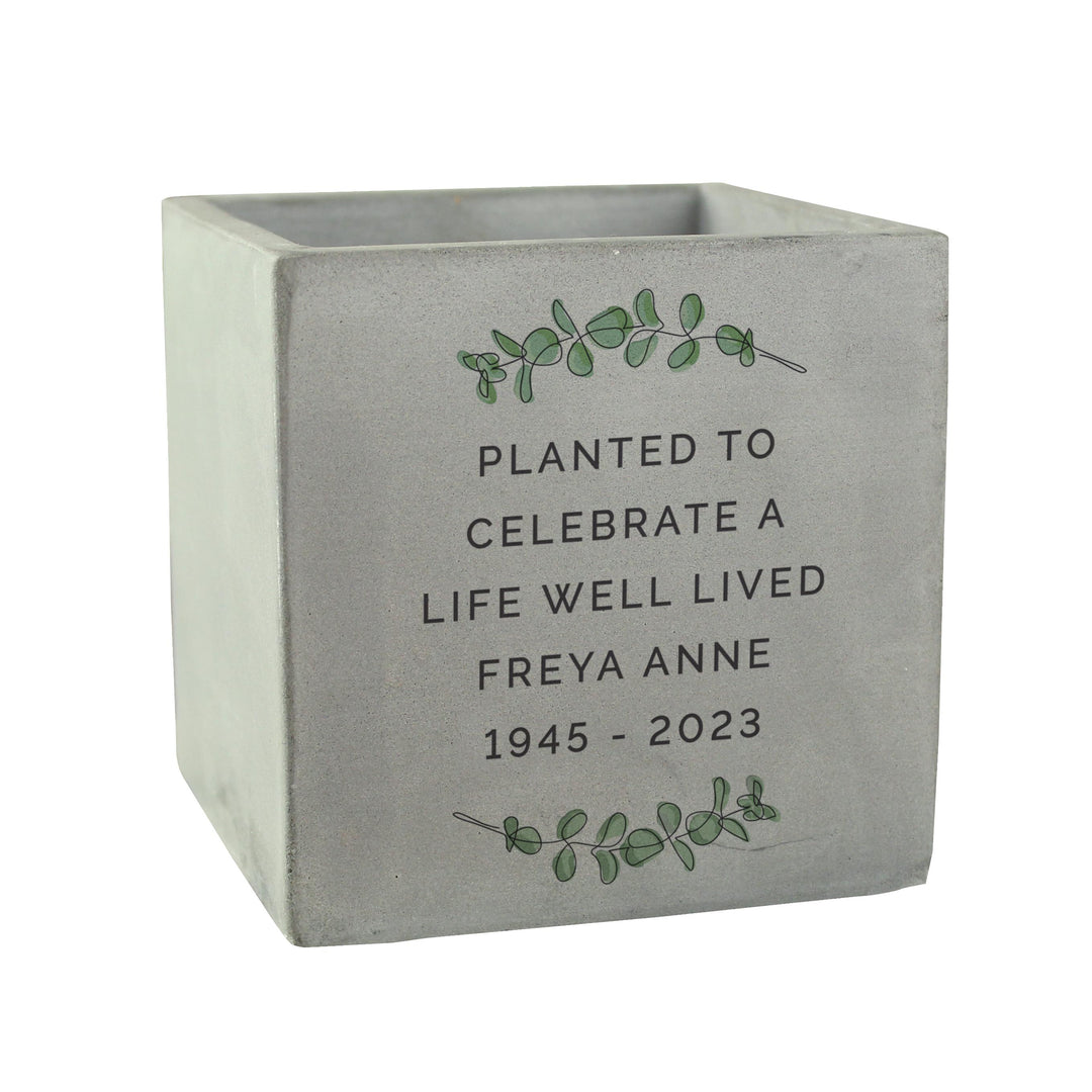 Personalised Botanical Concrete Pot – alternative view