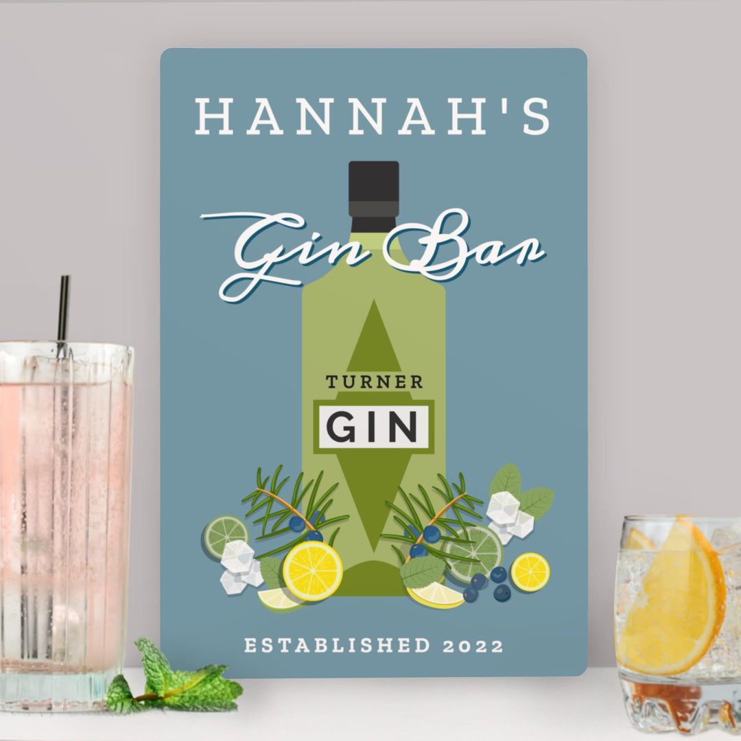 Personalised Gin Bar Metal Sign – alternative view