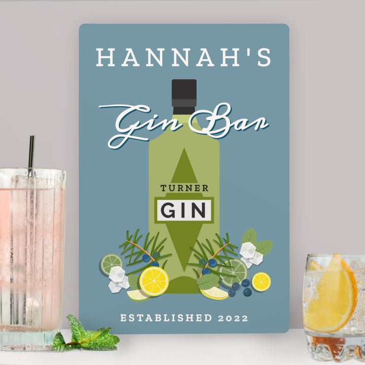 Personalised Gin Bar Metal Sign – alternative view