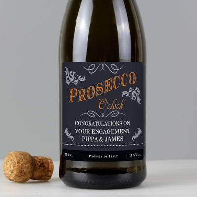 Personalised 'Prosecco O'Clock' Bottle of Prosecco