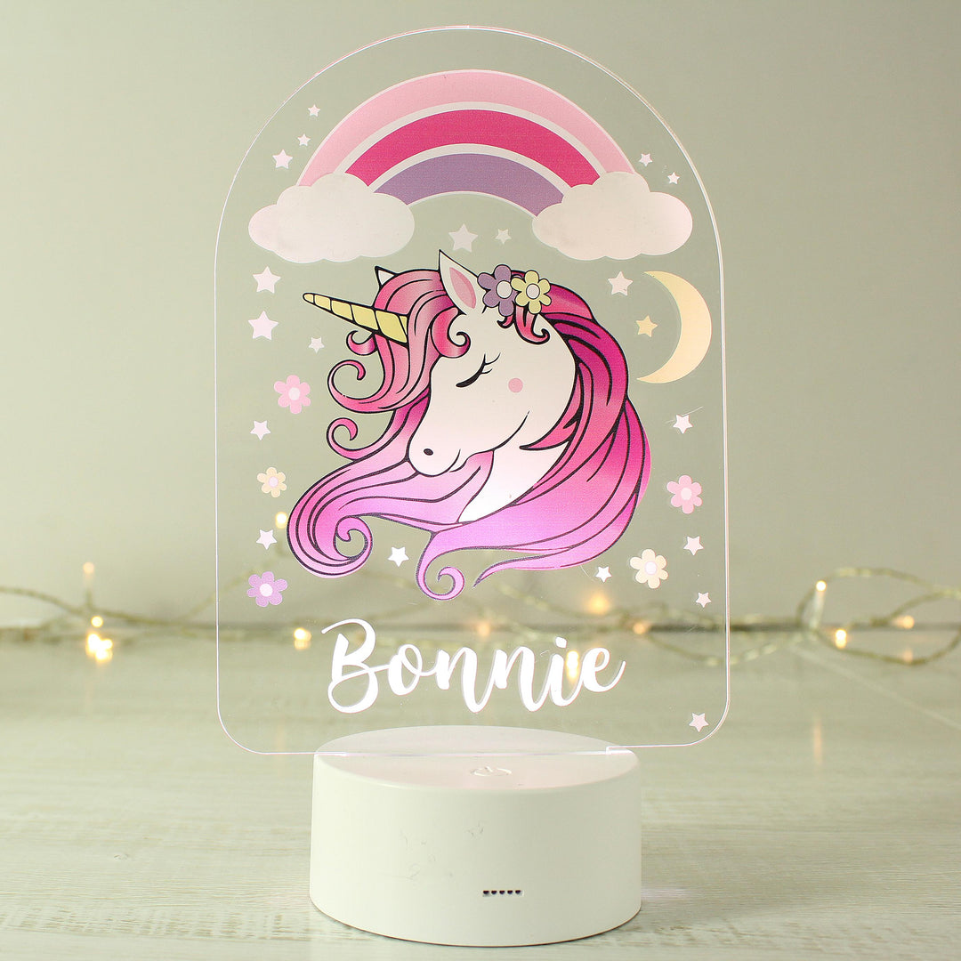 Personalised Pink Unicorn LED Colour Changing Night Light – alternative view