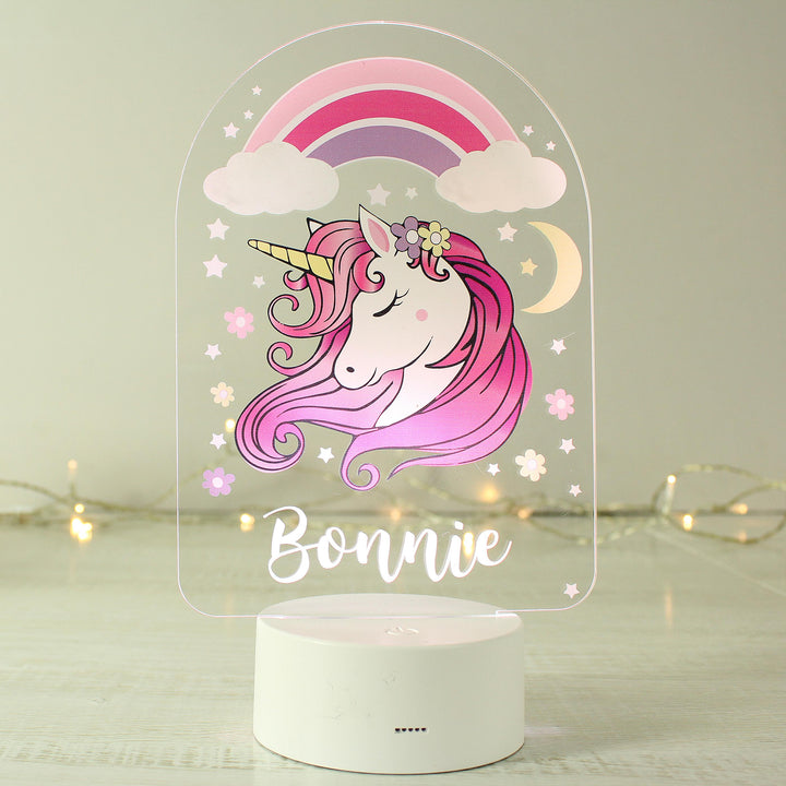 Personalised Pink Unicorn LED Colour Changing Night Light – alternative view