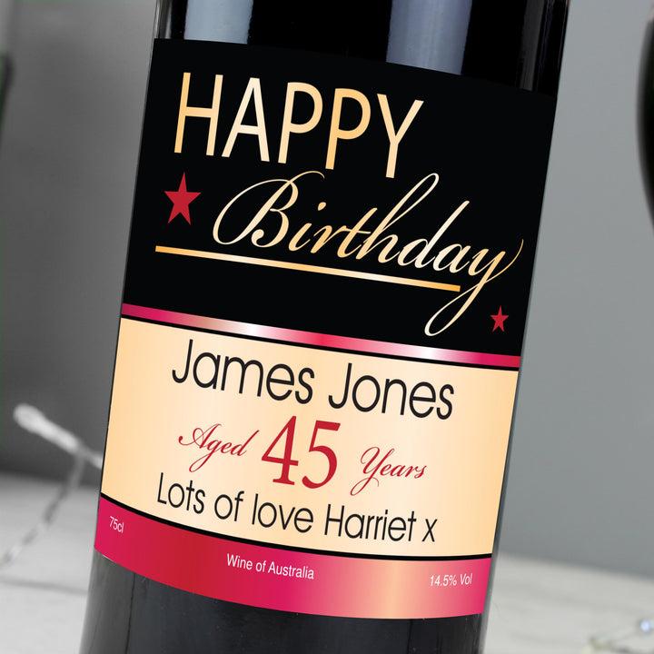 Personalised Happy Birthday Red Wine, The Personal Shop, personalised gifts
