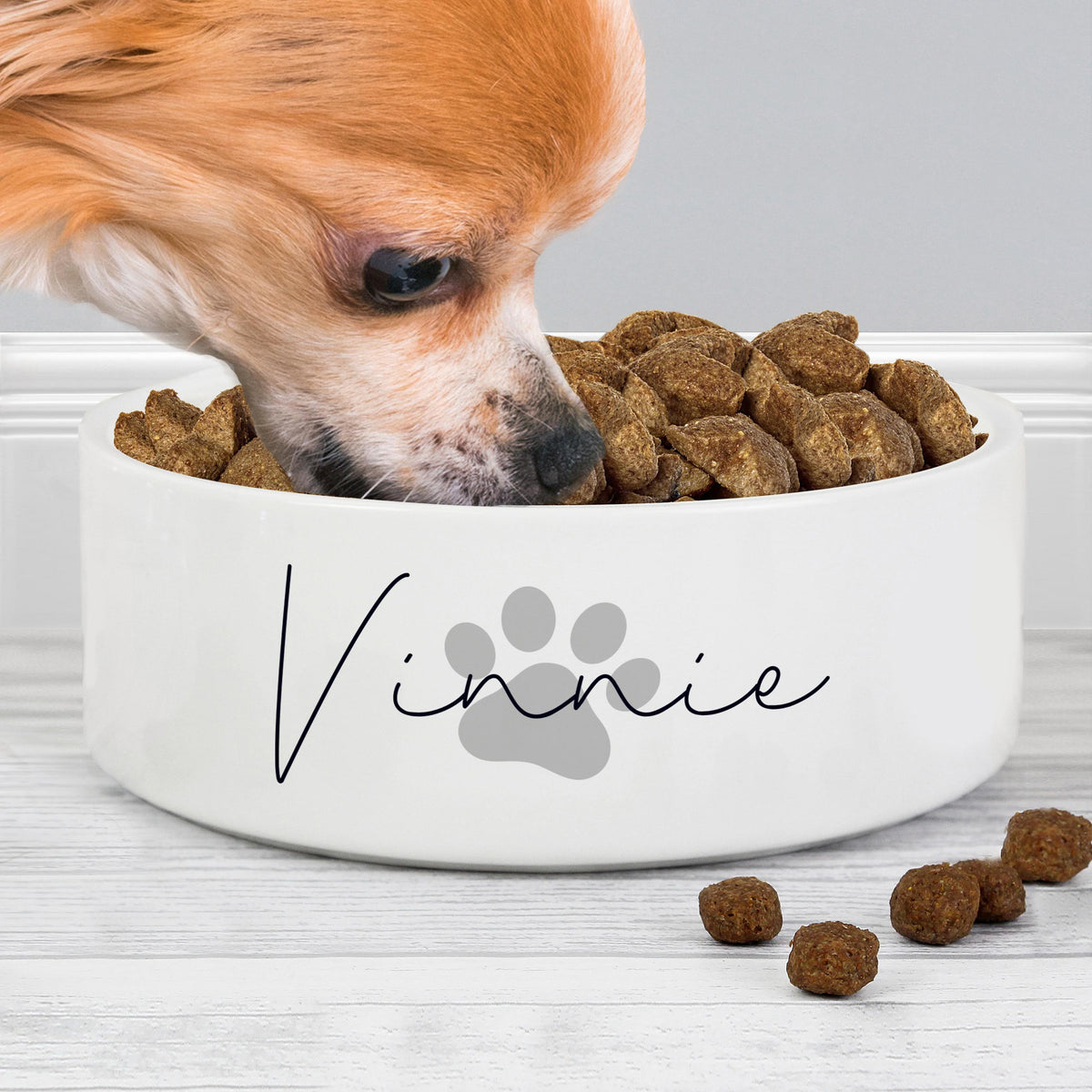 Personalised Grey Pawprint Name 14cm Medium Pet Bowl – alternative view
