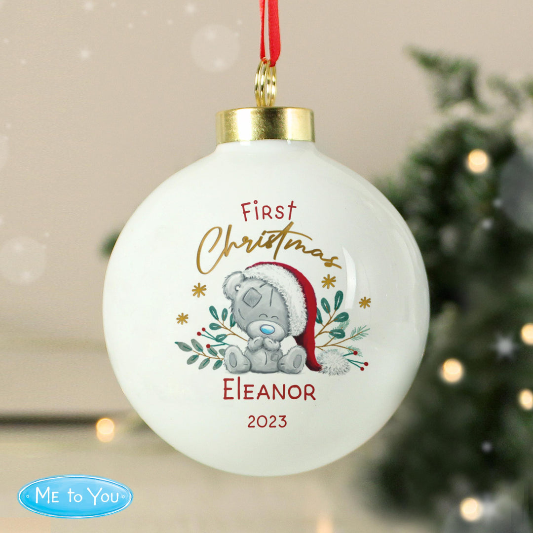 Personalised First Christmas Tiny Tatty Teddy Bauble – alternative view